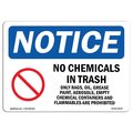 Signmission OSHA Notice Sign, 3.5" Height, NOTICE No Chemicals In Trash Sign With Symbol, Landscape, 10PK OS-NS-D-35-L-16052-10PK